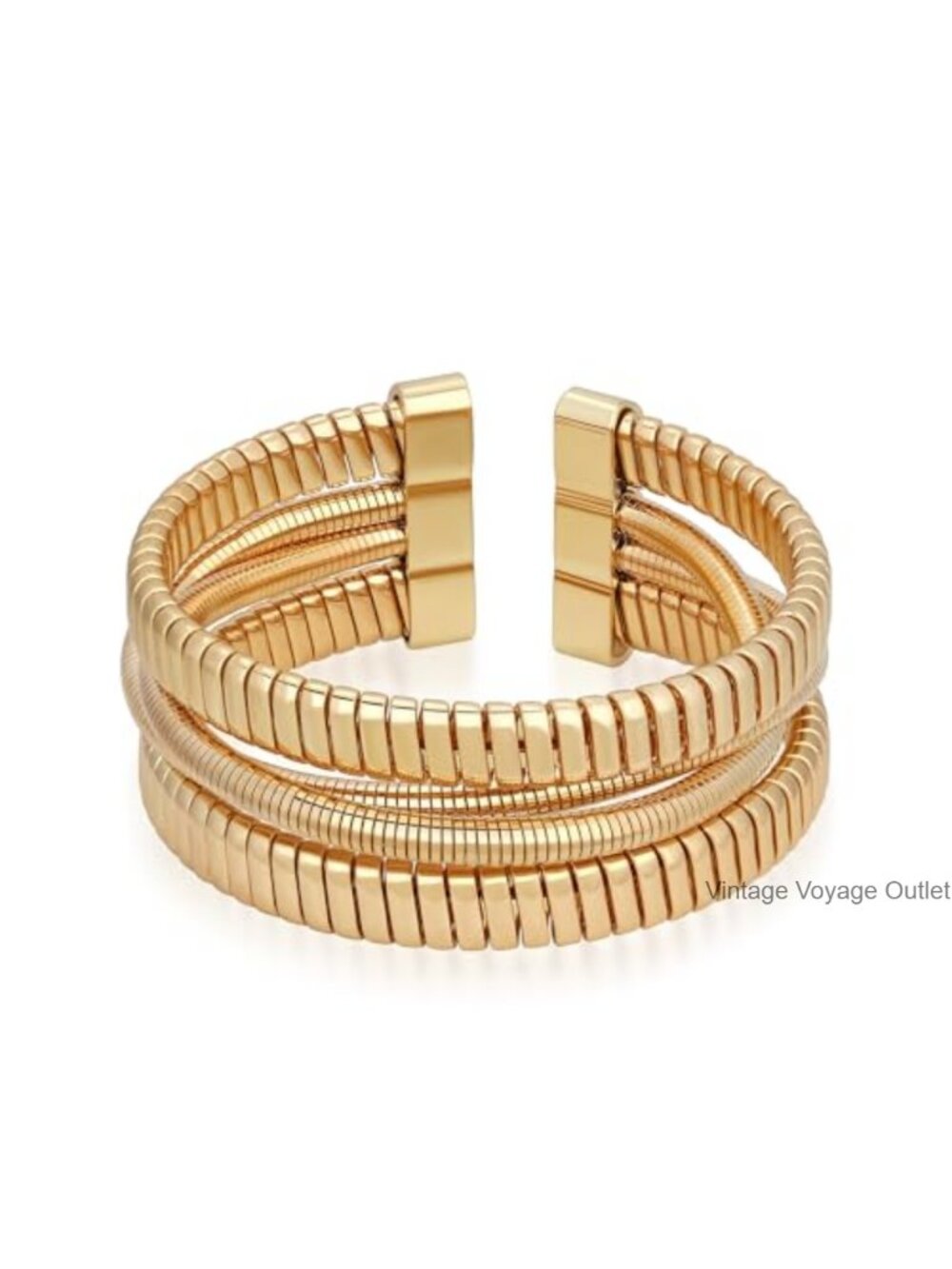 18K Gold Plated Chunky Open Cuff Bracelet Adjustable Statement Bangle
